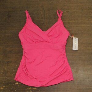 Anne Cole Womens Surplice Underwire Tankini Swim Top Pink Glow 36DD/38D